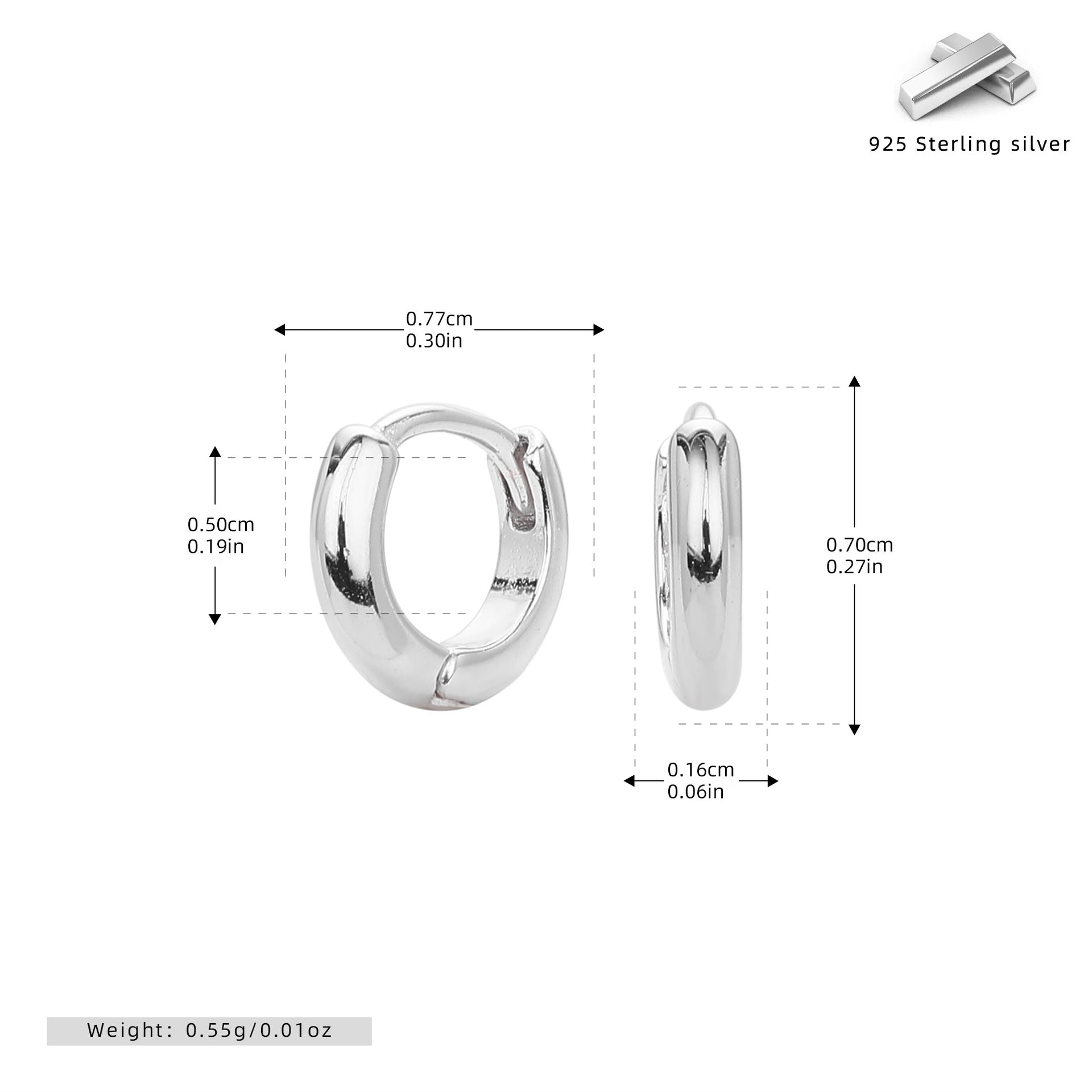 Damen Ohrcreolen mit modernem, minimalistischem Design aus hochwertigem 925 Sterling Silber Shop Nory