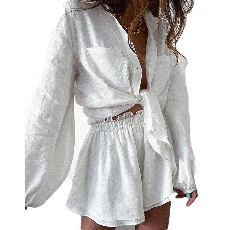 Damen lässige und elegante Bluse mit Shorts