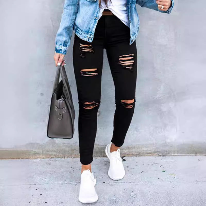 Damen Skinny Jeans mit modischen Rissen