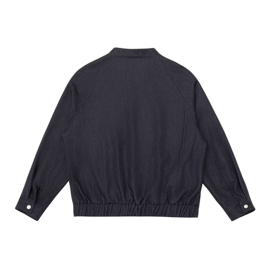 Unisex Kurz geschnittener Denim-Utility-Blouson mit Funnelkragen und Tunnelzugsaum Shop Nory