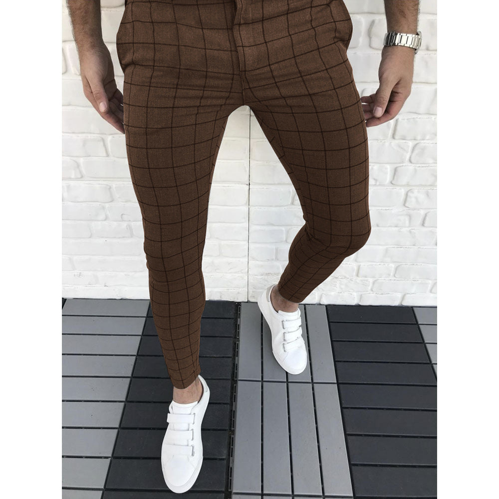 Herren Karierte Anzughose im Slim Fit Stil