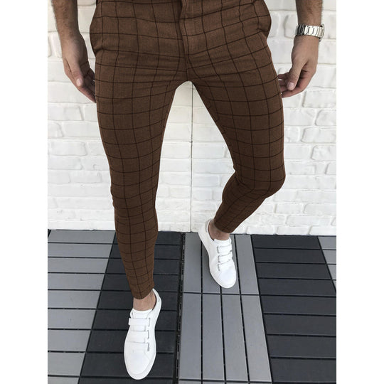 Herren Karierte Anzughose im Slim Fit Stil