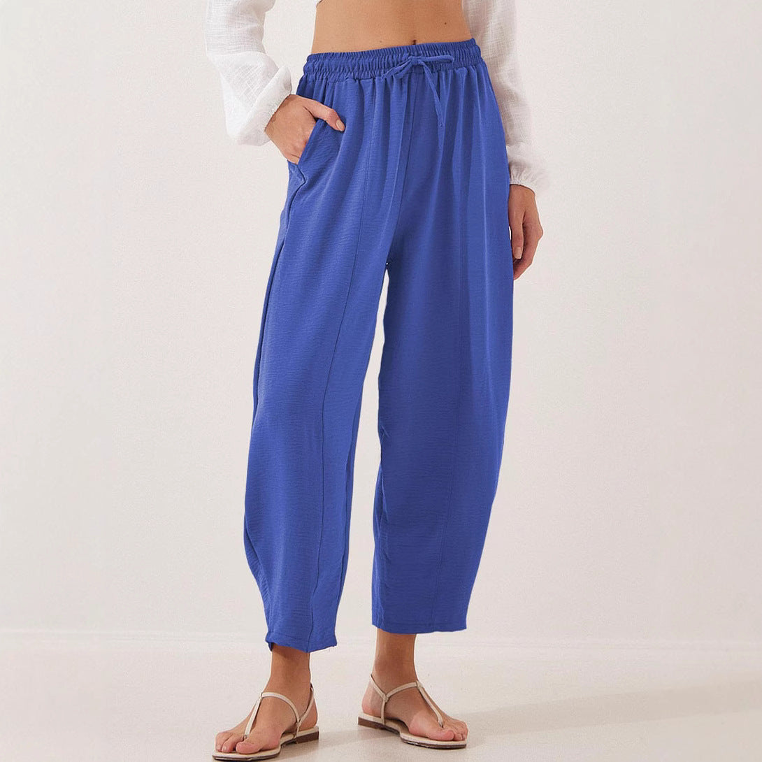Damen lässige Freizeithose mit elastischem Bund und praktischen Seitentaschen