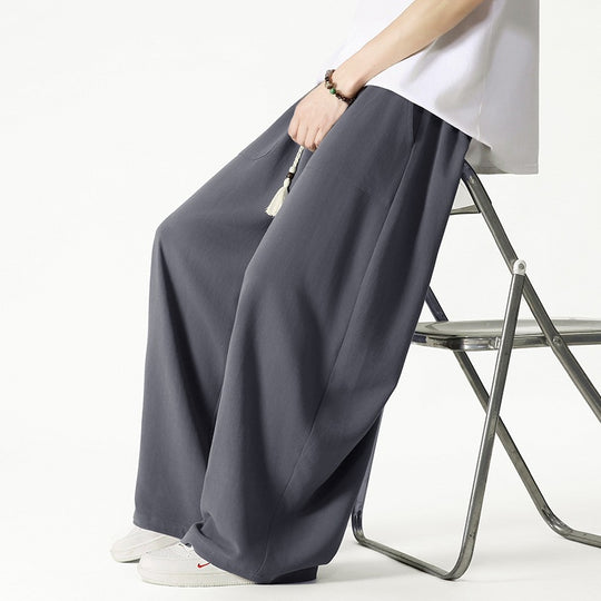 Herren Weit geschnittene Lounge-Hose mit Quasten-Kordel, elastischem Bund und aufgesetzten Taschen Shop Nory