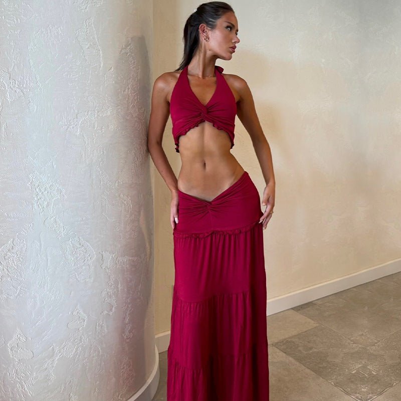 Damen Crop-Top und Maxi-Rock Set