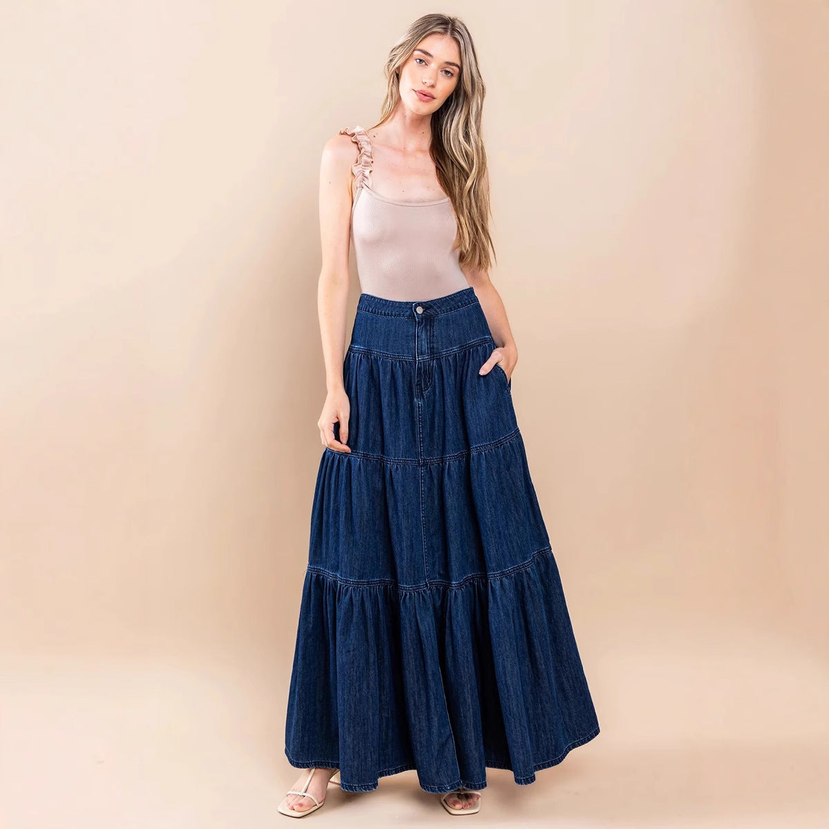 Damen luftiges Jeanskleid