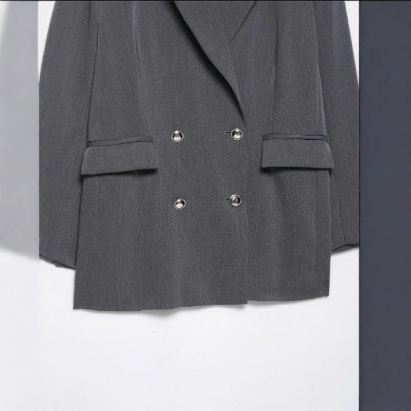 Damen Oversized strukturierter Doppelreiher-Blazer mit weitem Revers und Pattentaschen Shop Nory