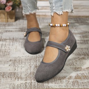 Damen Mokassin-Schuhe mit elegantem Riemen und zeitloser Blütenapplikation Shopnory