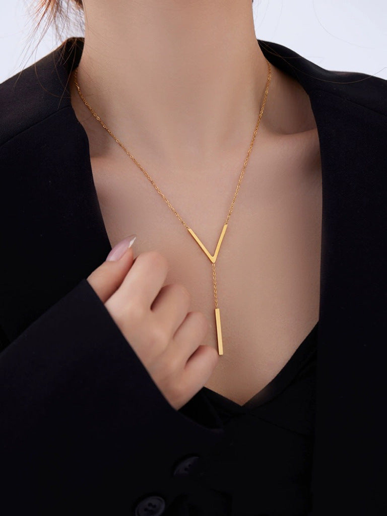 Damen Minimalistische Y-Form Anhänger Halskette Shop Nory