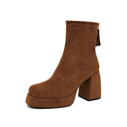 Damen Plateau‑AnklShop Noryoots aus Veloursleder mit hohem Blockabsatz Shop Nory
