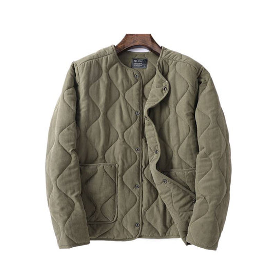 Herren Gepolsterte Steppjacke ohne Kragen mit Rundhalsausschnitt und aufgesetzten Taschen Shop Nory