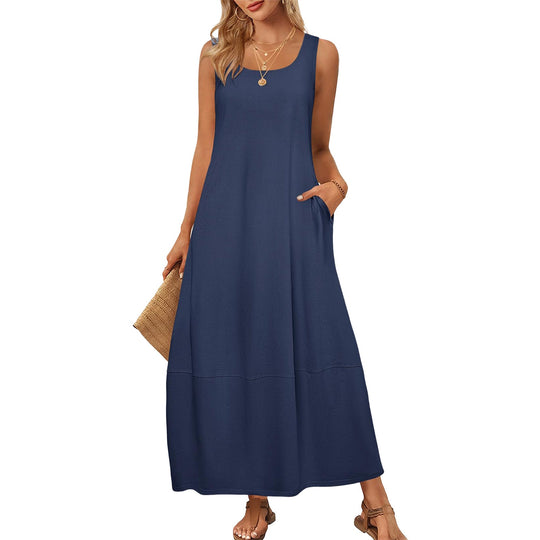 Damen Maxikleid im entspannten Schnitt mit praktischen Taschen