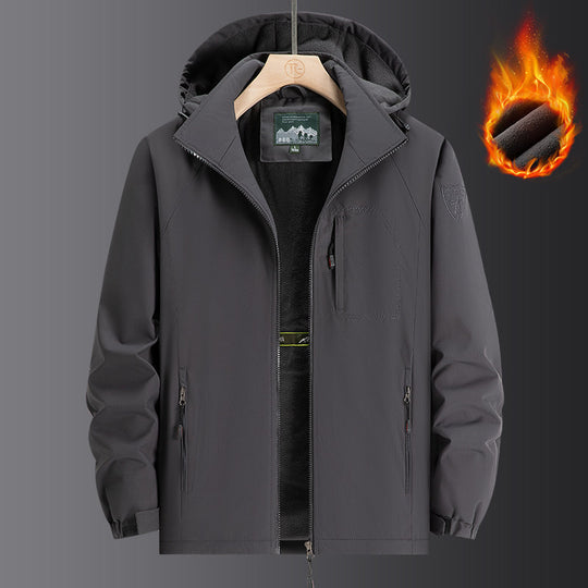 Herren Wetterfeste Softshelljacke mit durchgehendem Fleece-Innenfutter, verstellbarer Kapuze und winddichter Membran Shop Nory