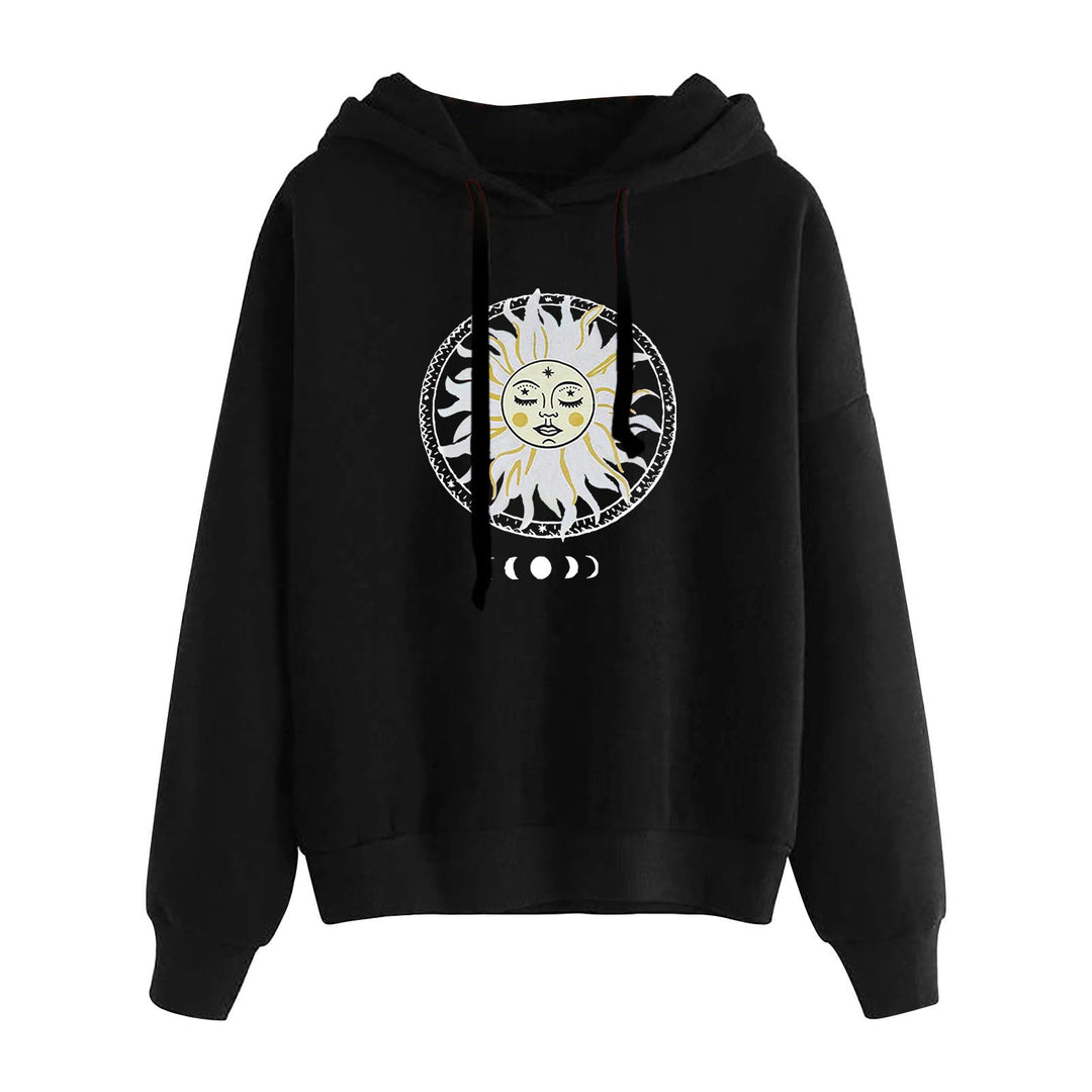Damen nan lässiger Oversize Kapuzenpullover mit Herz‑und‑Pfotenprint, Kordelzug und gerippten Bündchen Shop Nory