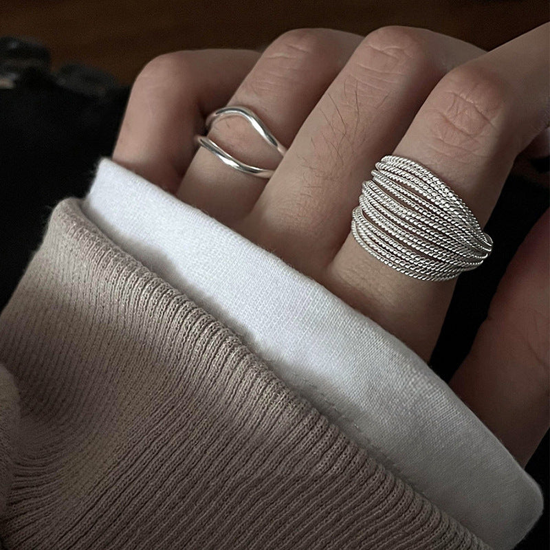 Damen offener Ring mit modernem Wellenmuster Shop Nory