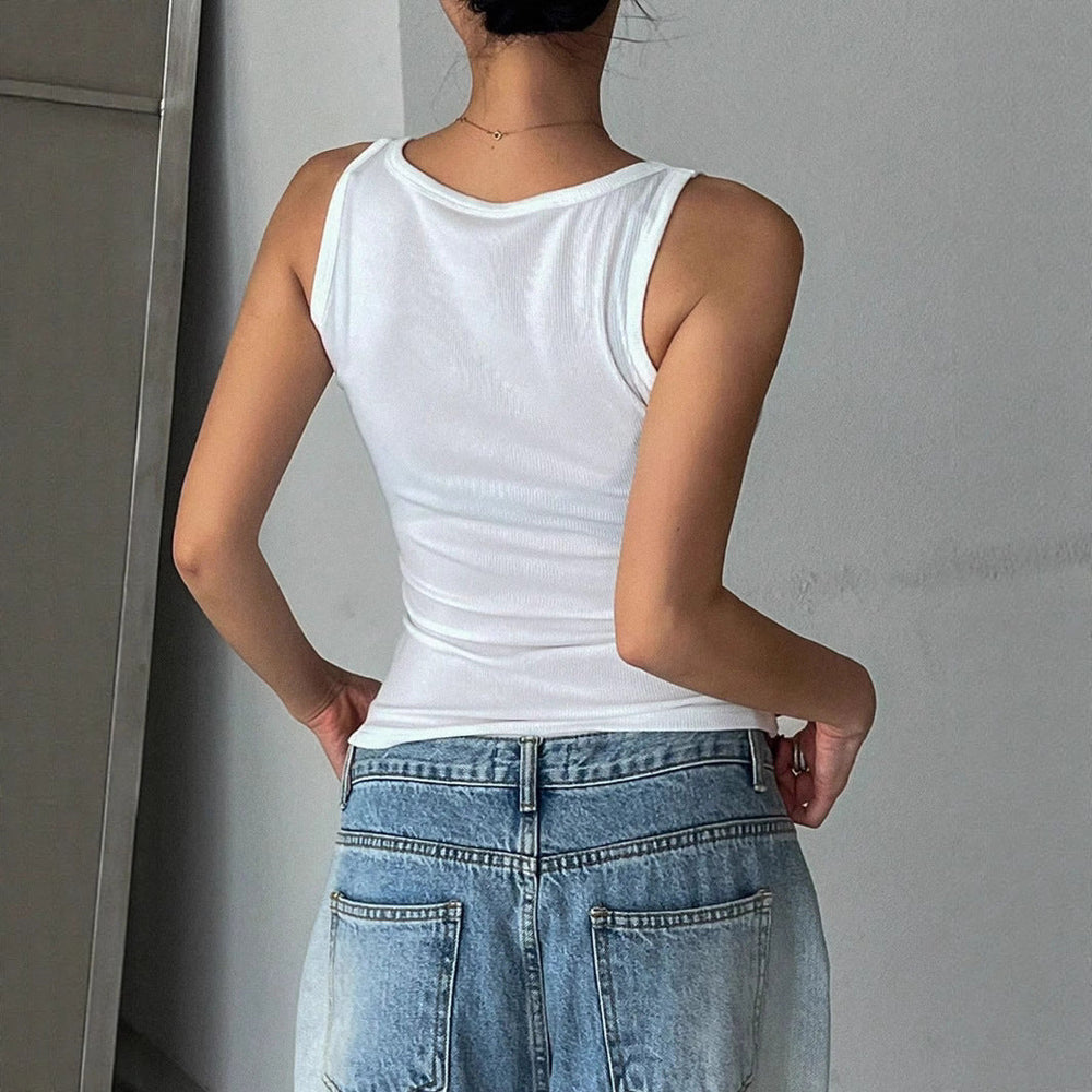 Damen Tanktop mit modernem Quadrat-Ausschnitt und fein geripptem Material