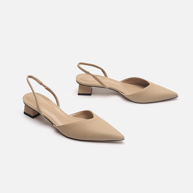 Damen Elegante spitz zulaufende Slingback-Pumps mit elastischem Fersenriemen und niedrigem Blockabsatz Shop Nory