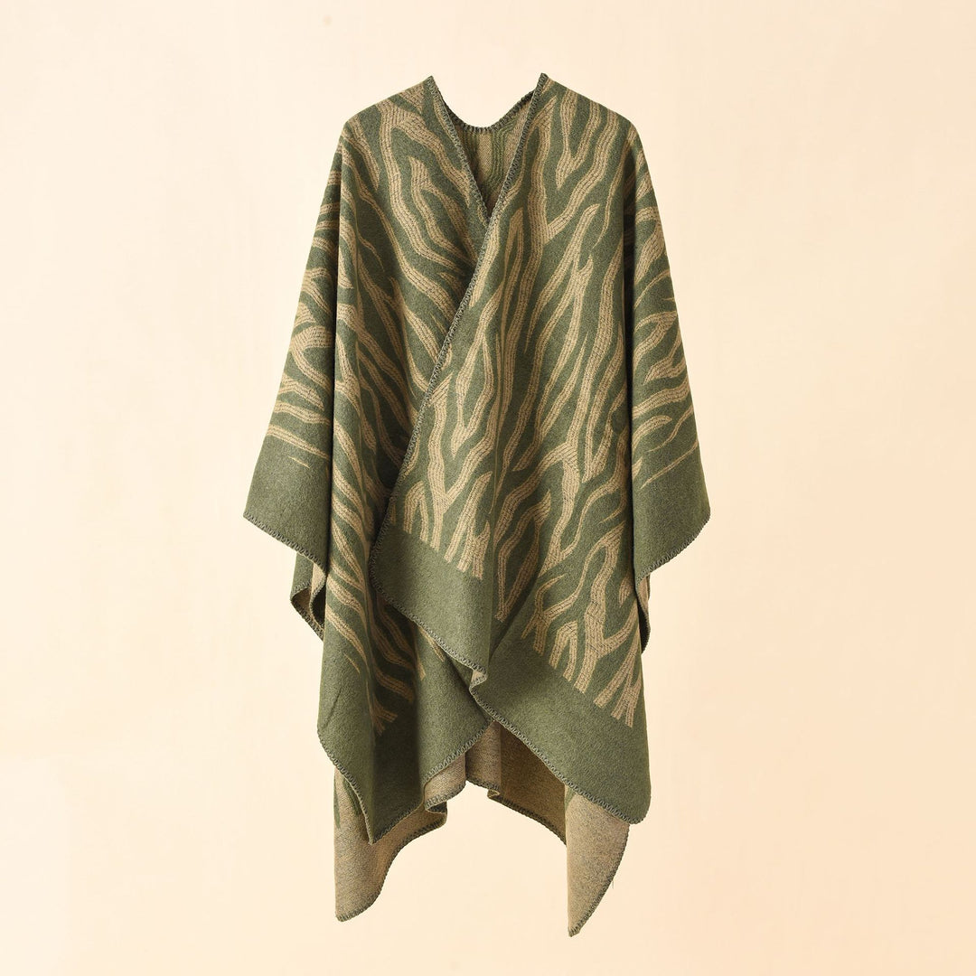 Damen Zebra‑Jacquard Poncho‑Cape im Oversize‑Kimono‑Fall aus weichem Feinstrick Shop Nory