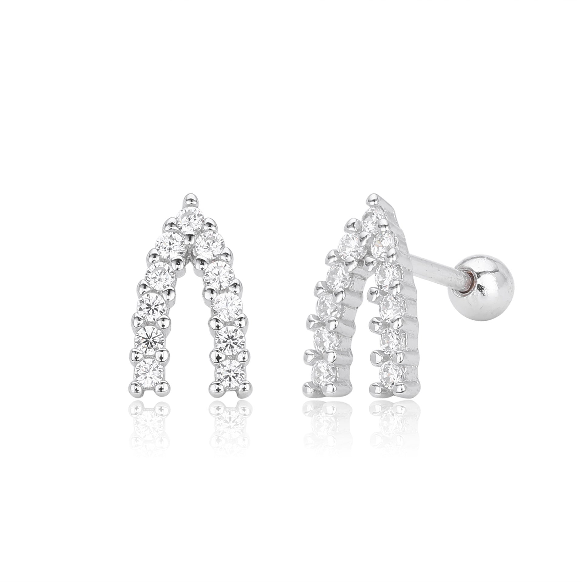 Damen Ohrstecker mit modernem Bogen-Design aus 925 Sterling Silber und funkelnden Zirkonia Shop Nory