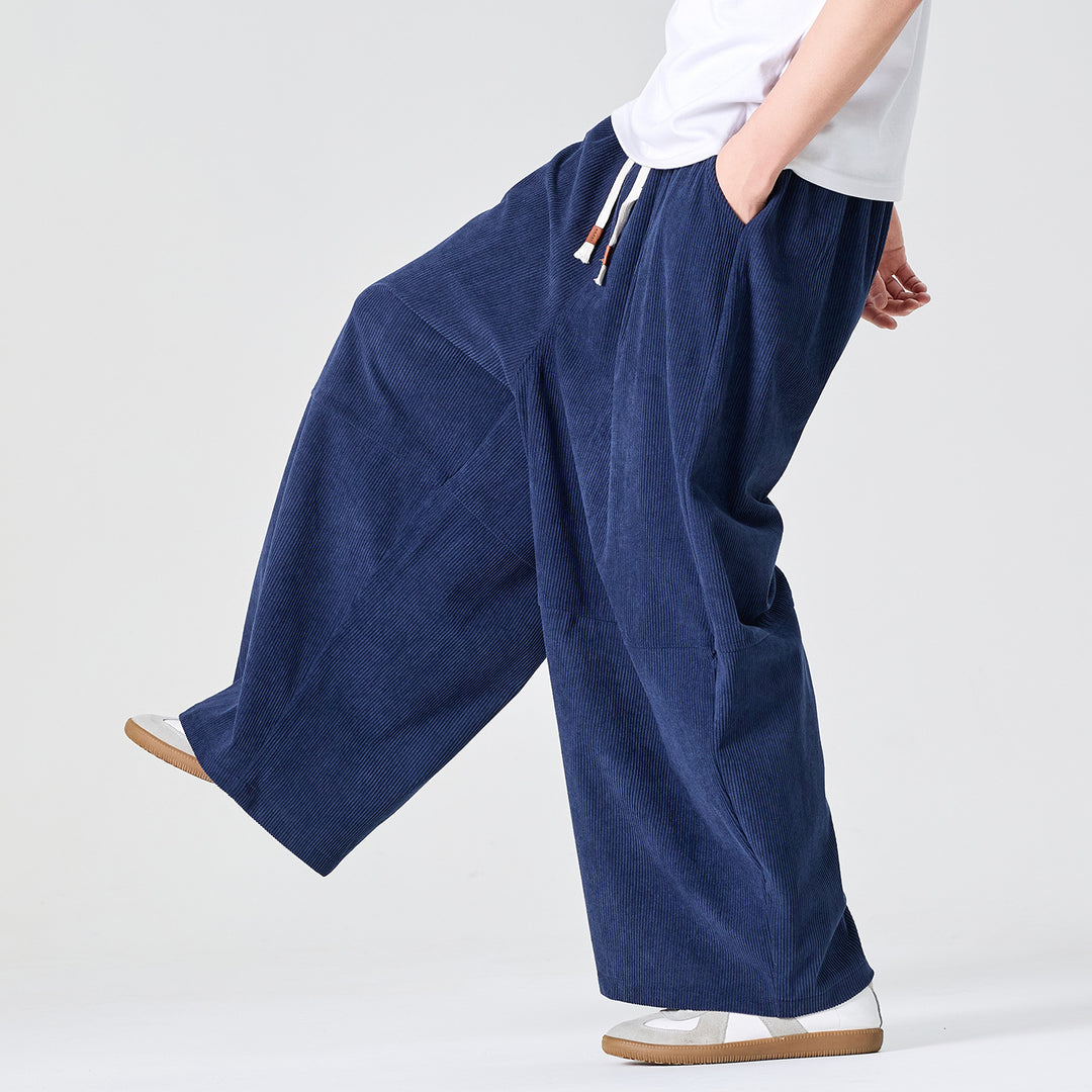 Herren Weite Cordhose im Palazzo-Schnitt mit Elastikbund und Tunnelzug Shop Nory