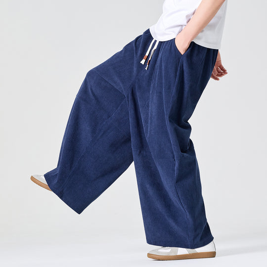 Herren Weite Cordhose im Palazzo-Schnitt mit Elastikbund und Tunnelzug Shop Nory