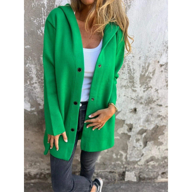 Damen Midilanger Oversize-Mantel aus Wollmix mit klarer Knopfleiste und minimalistischem Revers Shop Nory