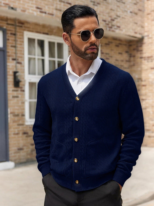 Herren Modischer Strickcardigan mit praktischen Taschen und einzigartiger Textur