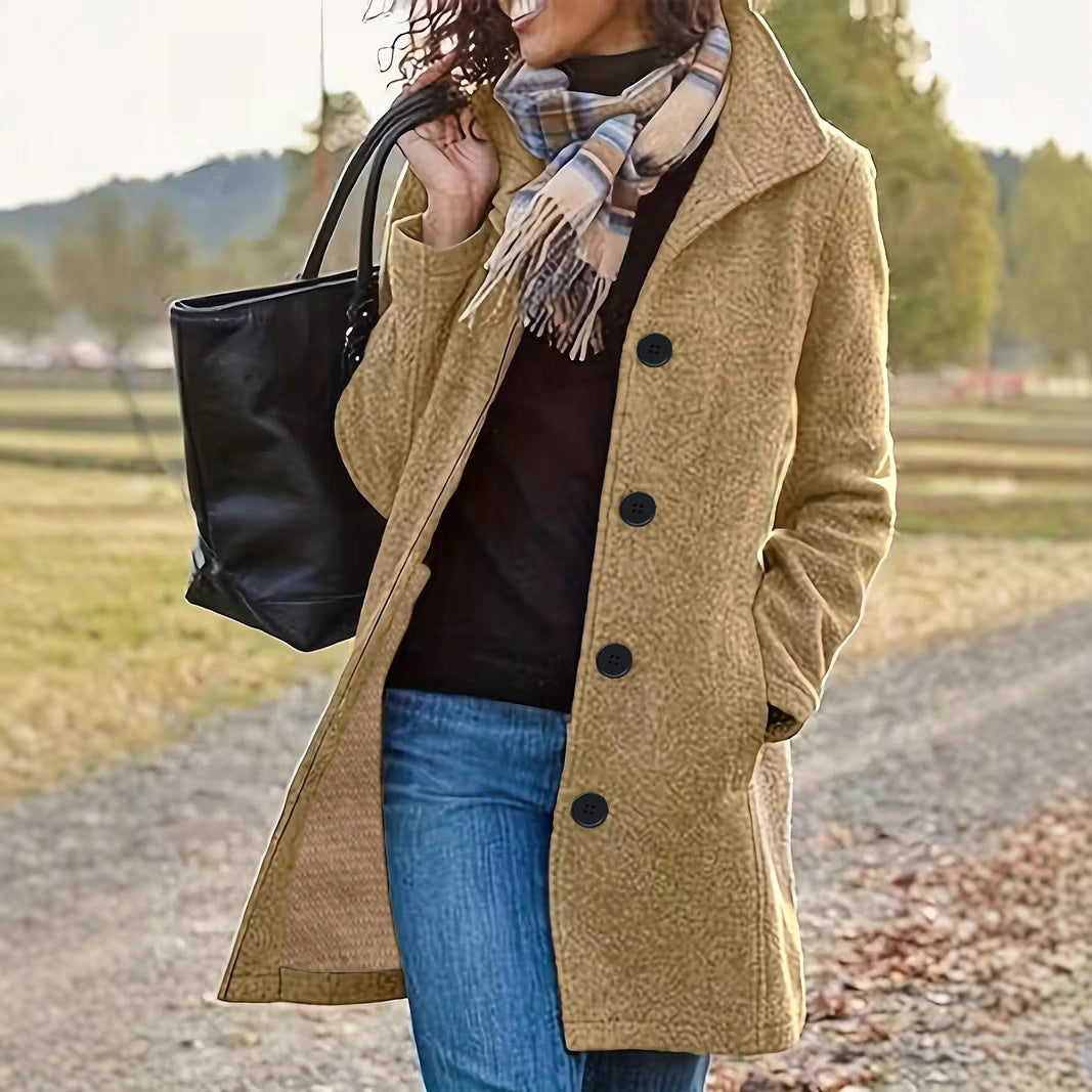 Damen nan taillierter Wollmix-Mantel mit großer Knopfleiste und Eingrifftaschen Shop Nory