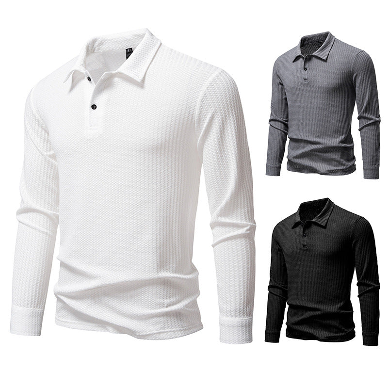 Herren Waffelstrick-Poloshirt mit Halbknopfleiste und Hemdkragen Shop Nory