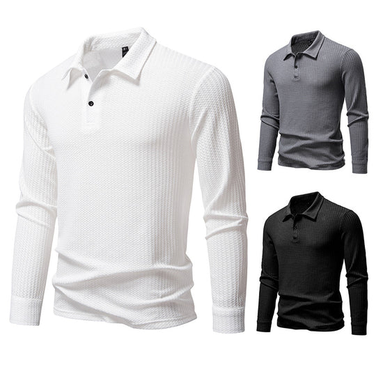 Herren Waffelstrick-Poloshirt mit Halbknopfleiste und Hemdkragen Shop Nory