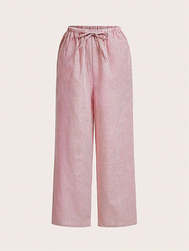 Damen Weite Sommerhose mit komfortablem Gummibund und Streifenmuster