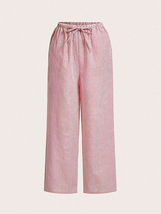 Damen Weite Sommerhose mit komfortablem Gummibund und Streifenmuster