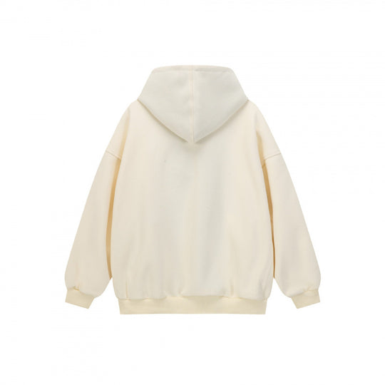 Unisex Oversize Kapuzen-Sweatjacke mit Karofutter, durchgehendem Reißverschluss und geripptem Saum Shop Nory