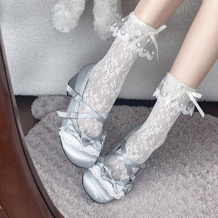Damen elegante Mary Jane Ballerinas mit modischem Schleifenverzierung Shopnory