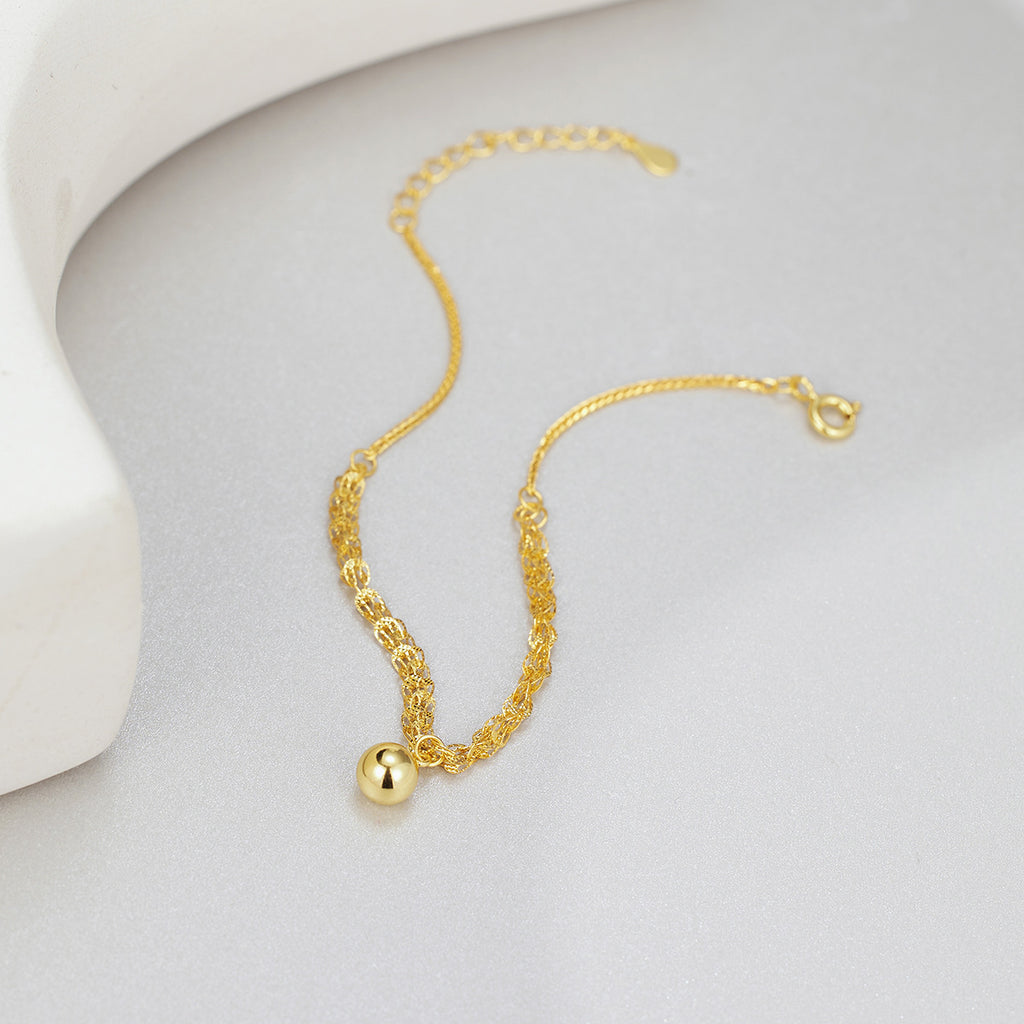 Damen elegantes Armband mit kunstvollem Kettenmuster und stilvoller Kugelanhänger Shop Nory
