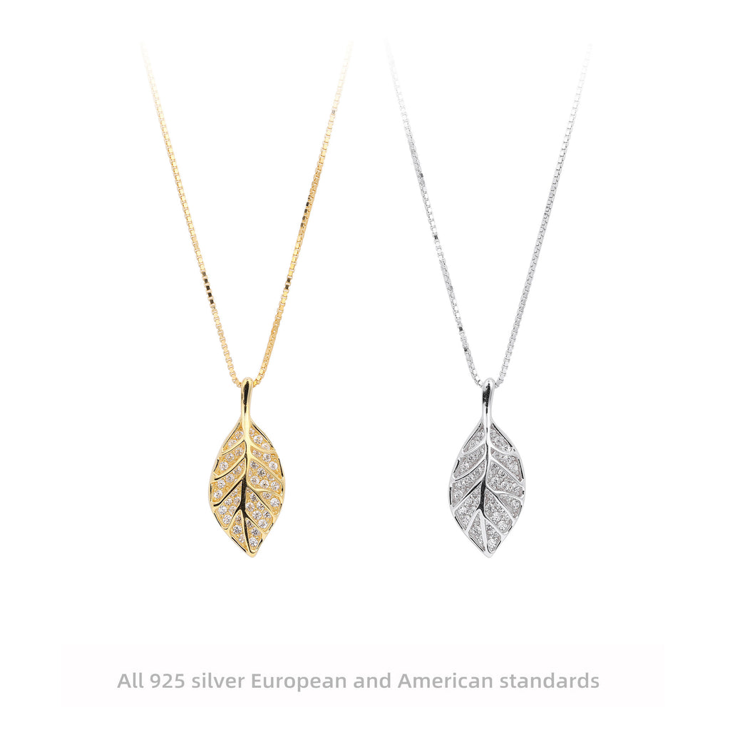 Damen Halskette mit filigranem Blätterdesign und hochwertigem Zirkonbesatz Shop Nory