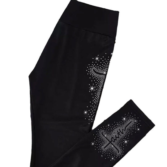 Damen High-Waist Shape-Leggings mit Strass-Kreuzmotiv und formender Kompression Shop Nory