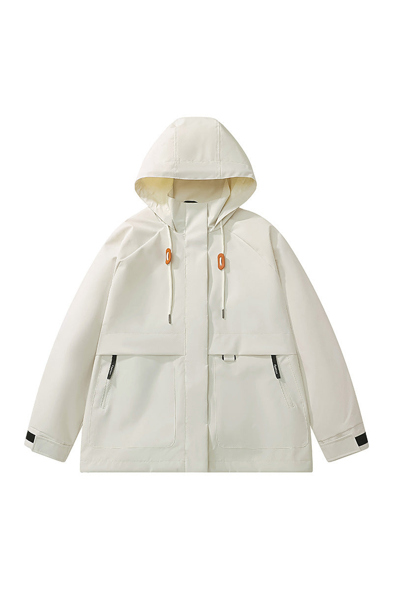 Unisex leichte wind- und wasserabweisende Kapuzenjacke im minimalistischen Utility-Stil Shop Nory