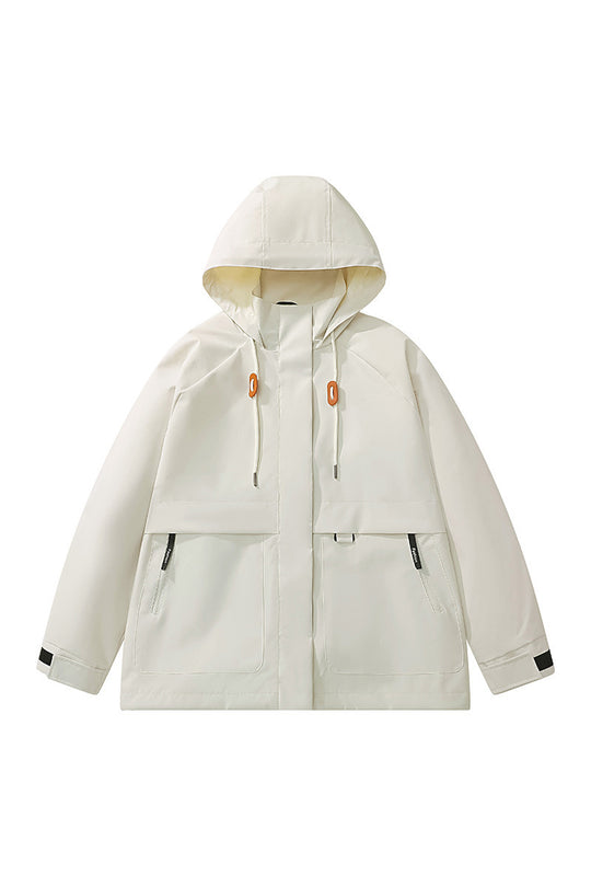 Unisex leichte wind- und wasserabweisende Kapuzenjacke im minimalistischen Utility-Stil Shop Nory