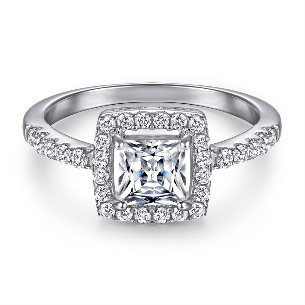 Damen elegante Halskette mit quadratischem Zirkonia-Anhänger und funkelndem Kristallbesatz Shop Nory