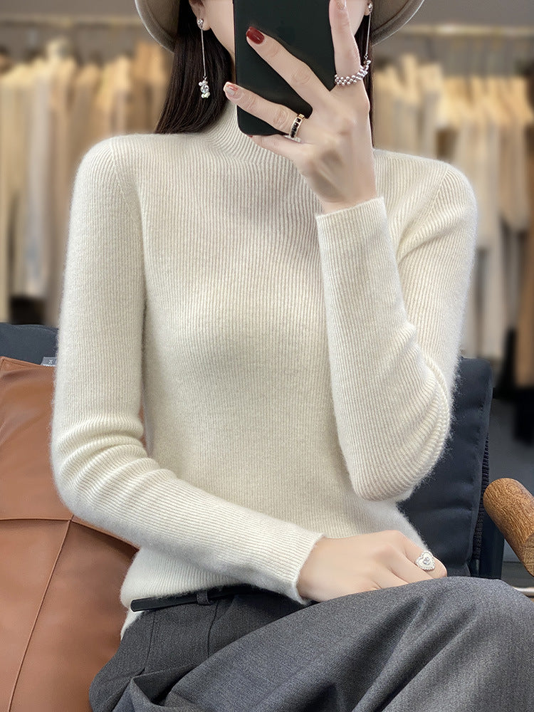 Damen Schlanker Feinstrick-Mockneckpullover aus feinem Angora‑Mix Shop Nory