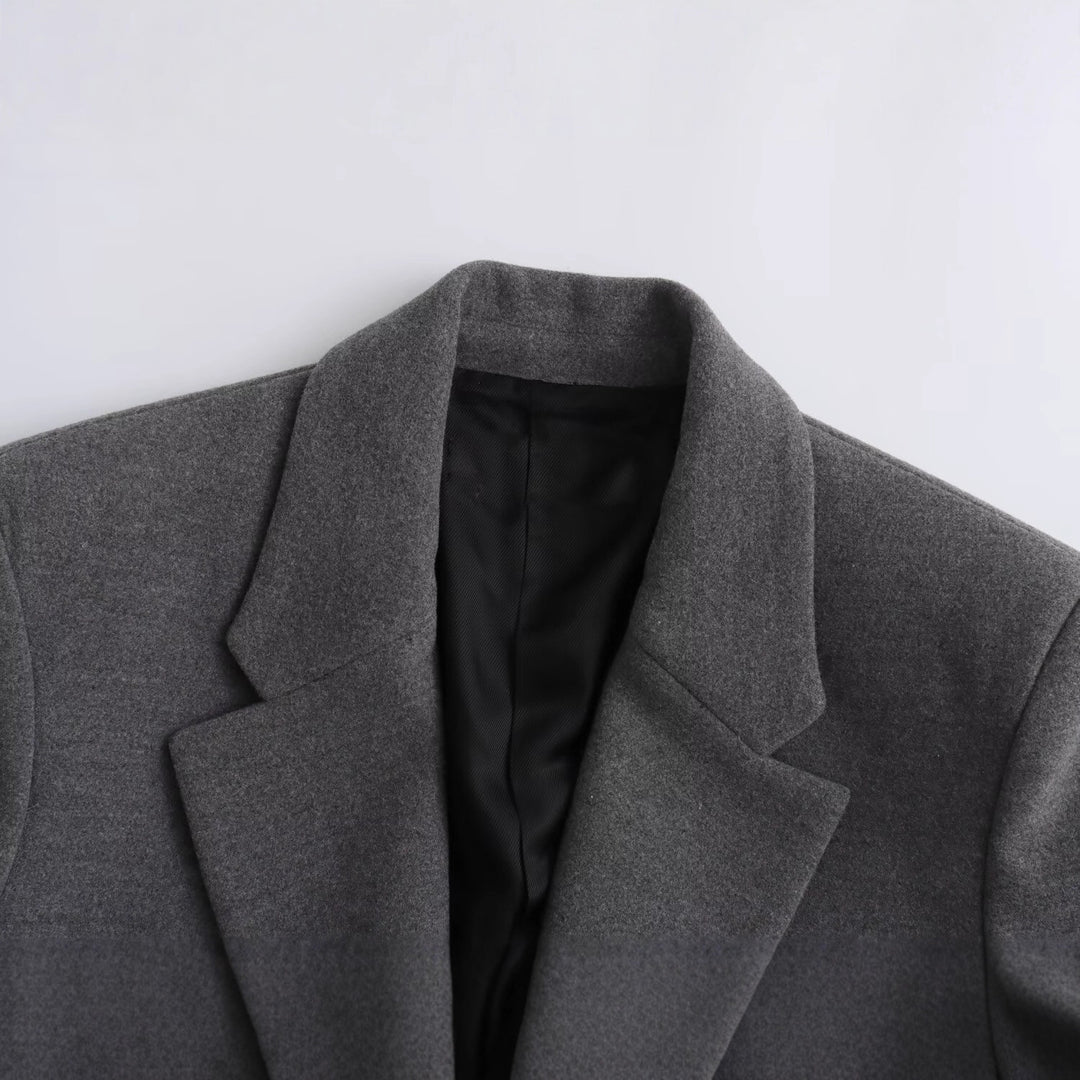 Damen Langer Wollmix-Einreiher-Mantel mit Reverskragen und Pattentaschen Shop Nory