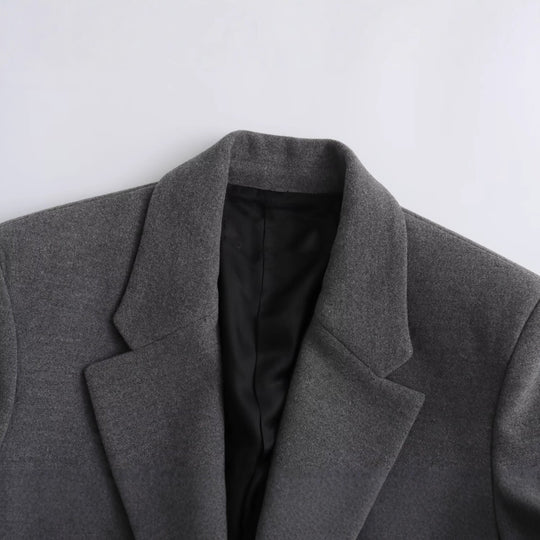 Damen Langer Wollmix-Einreiher-Mantel mit Reverskragen und Pattentaschen Shop Nory