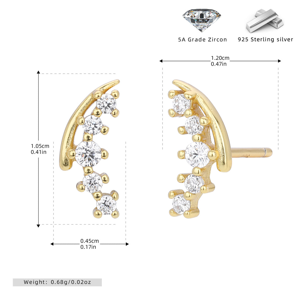 Damen Ohrstecker mit modernem geschwungenem Design und funkelnden Zirkonsteinen Shop Nory
