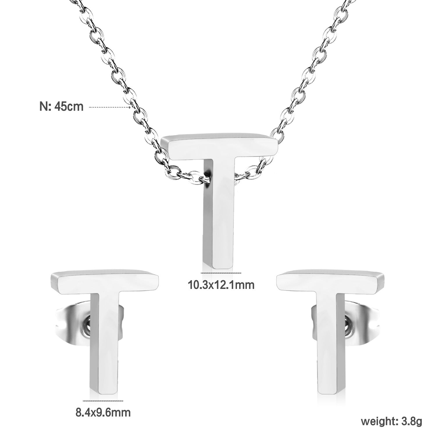 Damen Schmuckset mit K-Anhänger und passenden Ohrsteckern Shop Nory