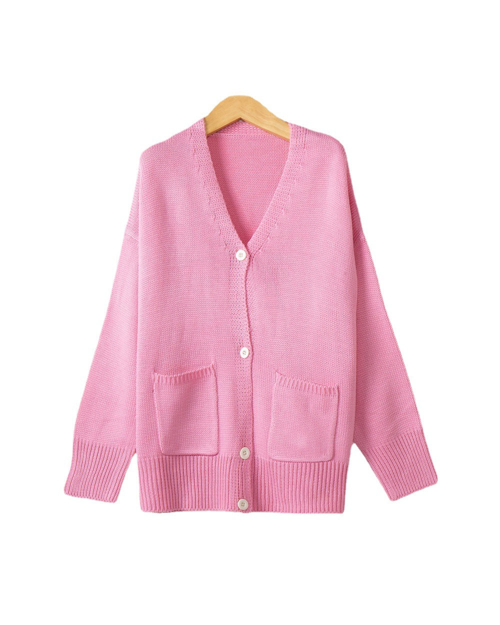 Damen Feiner Oversize-Strickcardigan mit V-Ausschnitt, Knopfleiste und aufgesetzten Eingrifftaschen Shop Nory