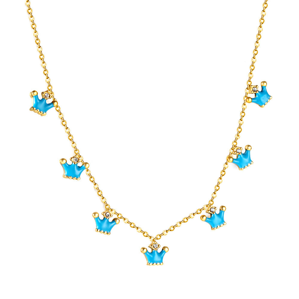 Damen Halskette mit königlichen Krönchen-Anhängern aus hochwertigem Edelstahl und elegantem Goldüberzug Shop Nory