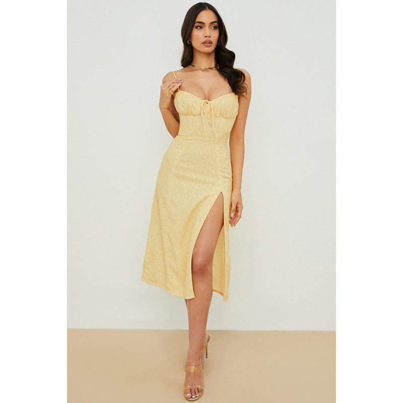 Damen Midikleid mit raffinierten Blumenmustern und seitlichem Schlitz