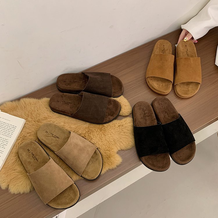 Damen komfortable Schlappen aus hochwertigem Wildleder mit ergonomischem Fußbett Shopnory