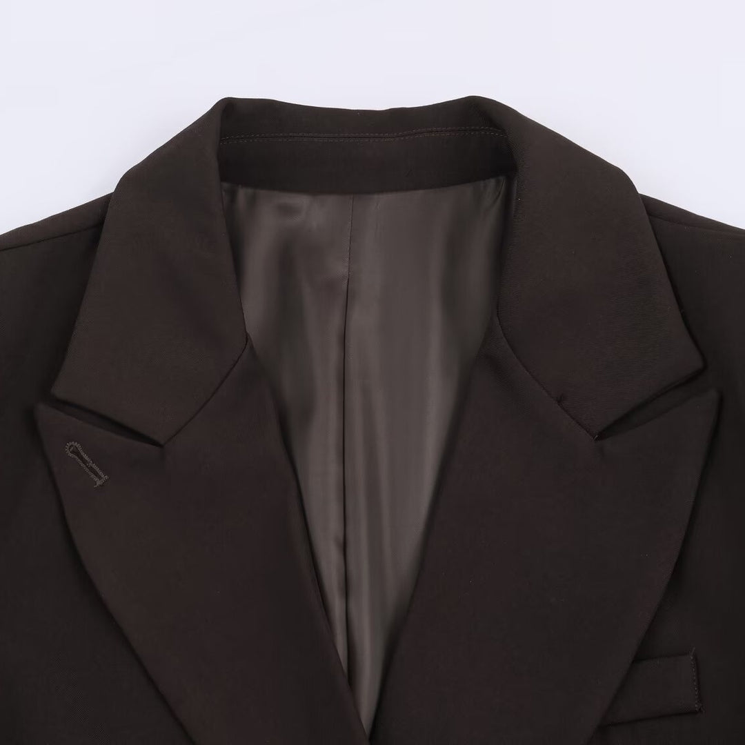 Damen Taillierter Longline-Blazer mit fallendem Revers und Ein-Knopf-Verschluss Shop Nory